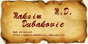 Maksim Dubaković vizit kartica